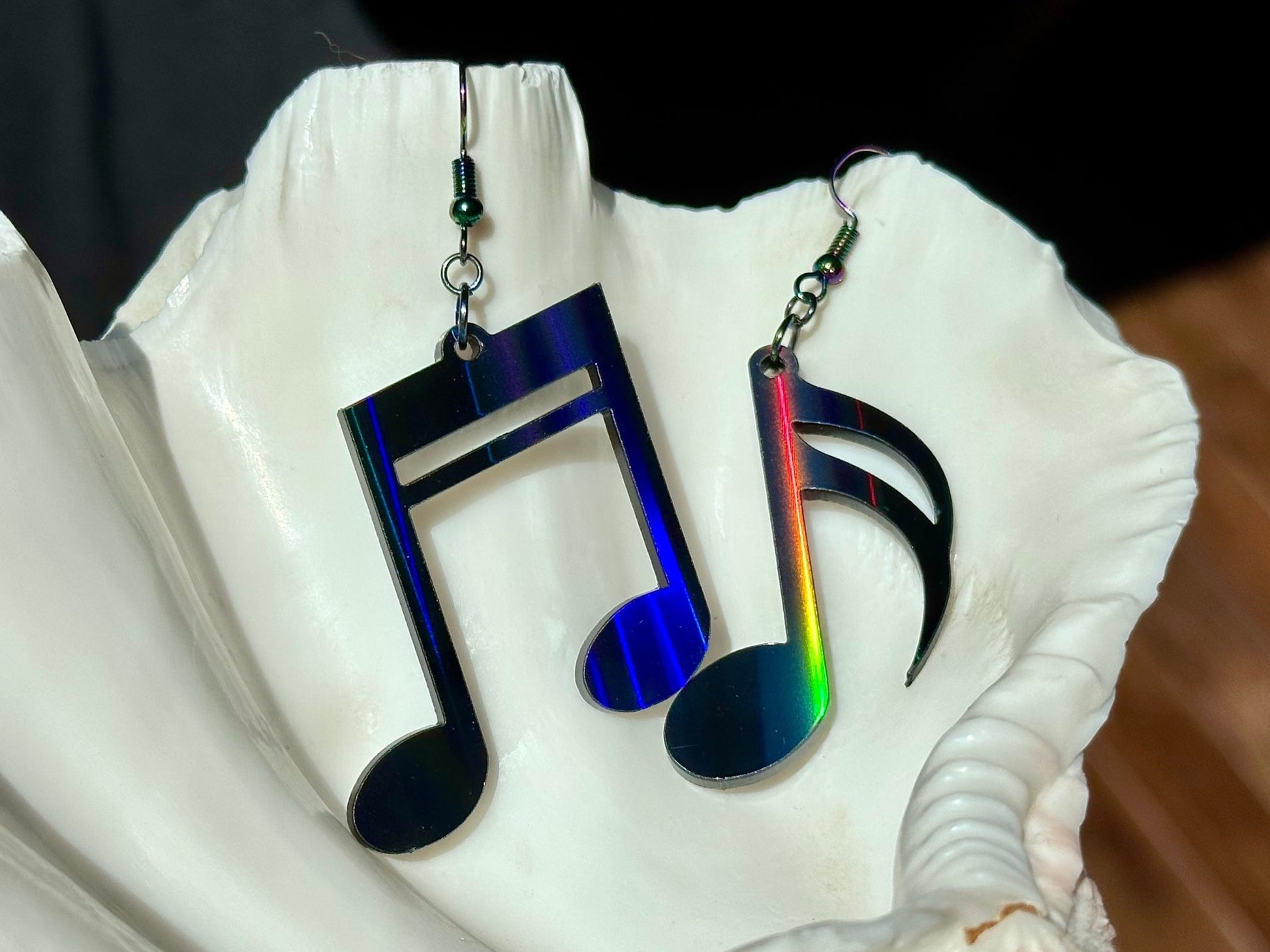 Music Notes Earrings - Black Aurora - Driftless Enchantments