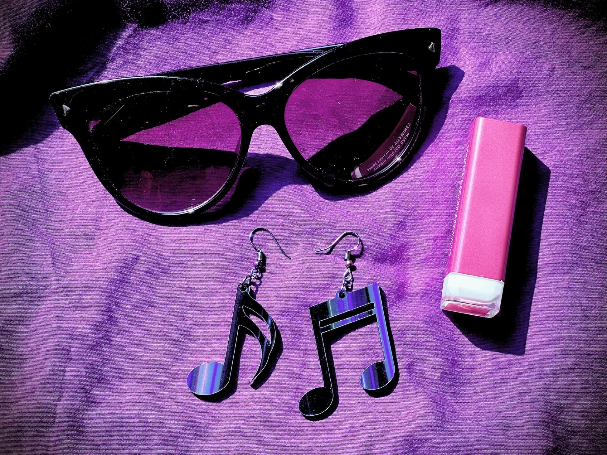 Music Notes Earrings - Black Aurora - Driftless Enchantments
