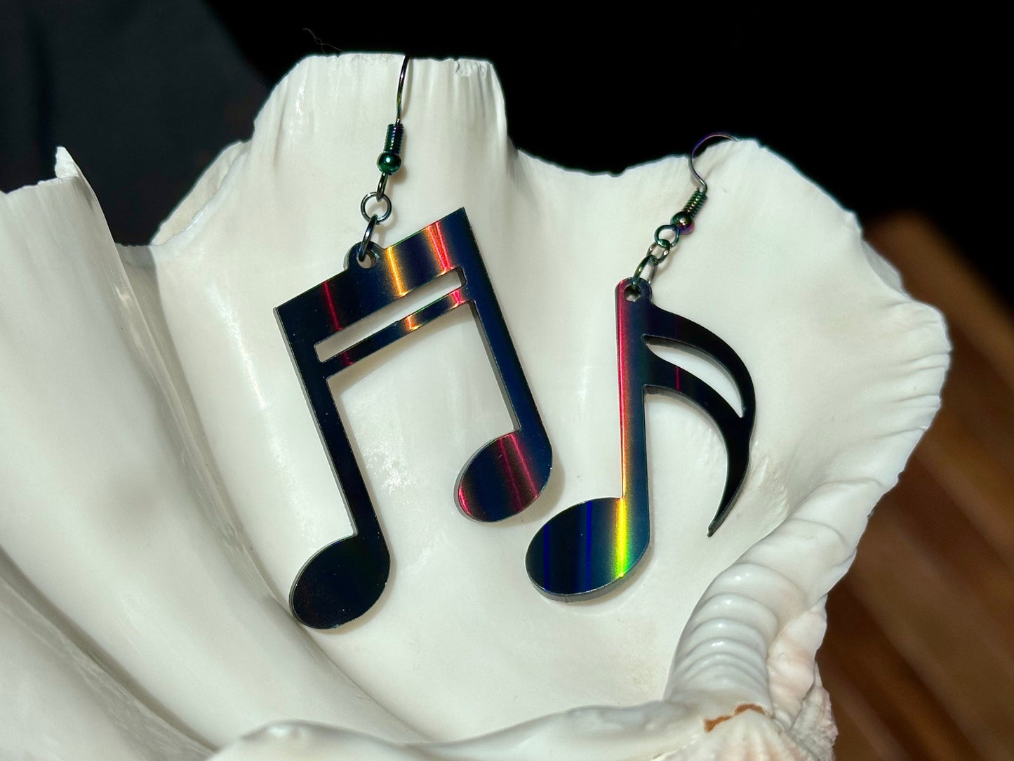Music Notes Earrings - Black Aurora - Driftless Enchantments