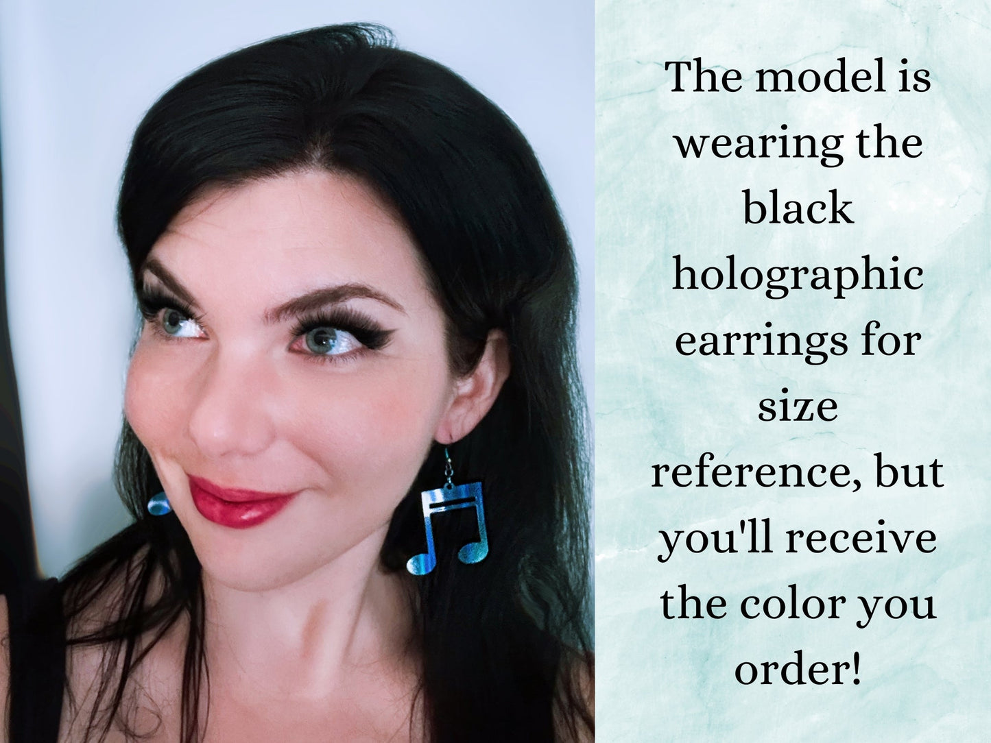 Music Notes Earrings - Black Rainbow Glitter - Driftless Enchantments