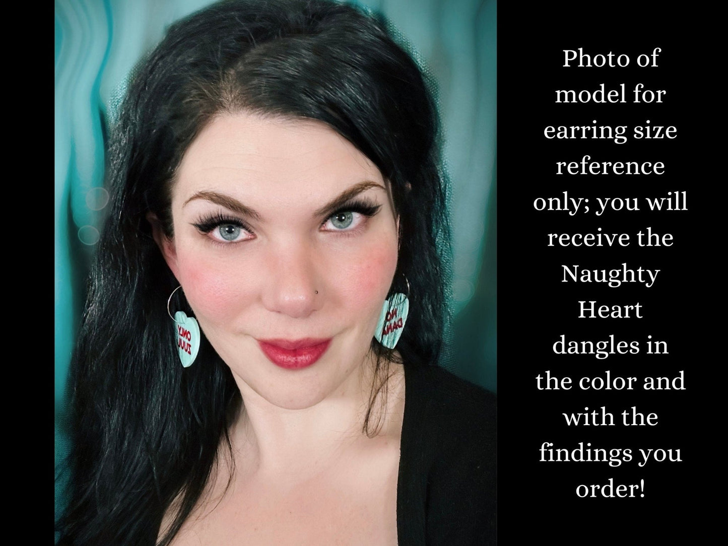 Naughty Heart Earrings - "Love is Dumb AF" - Painted Raina