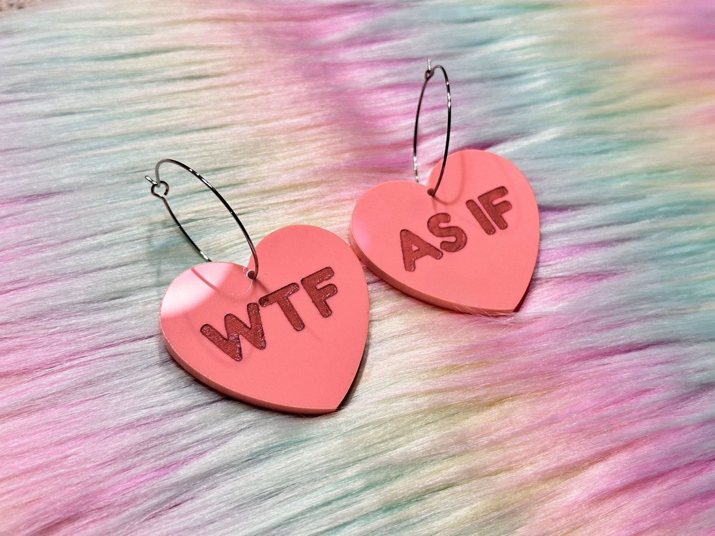 Naughty Heart Earrings - "WTF, As If" - Painted Raina