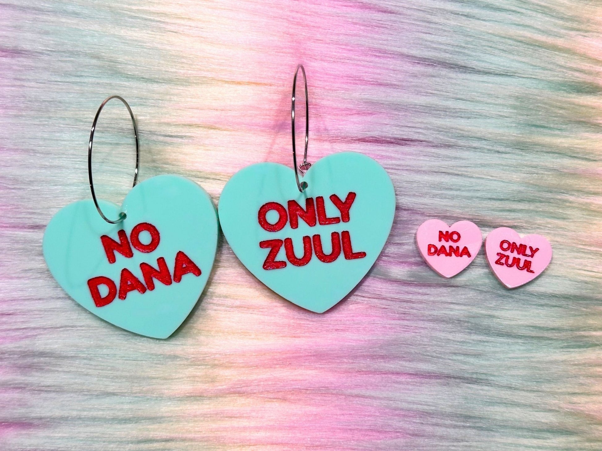 Nerdy Heart Earrings - "No Dana, Only Zuul" - Painted Raina