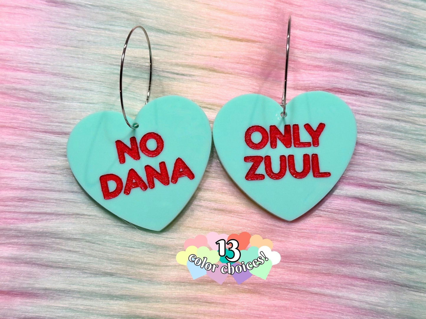 Nerdy Heart Earrings - "No Dana, Only Zuul" - Painted Raina