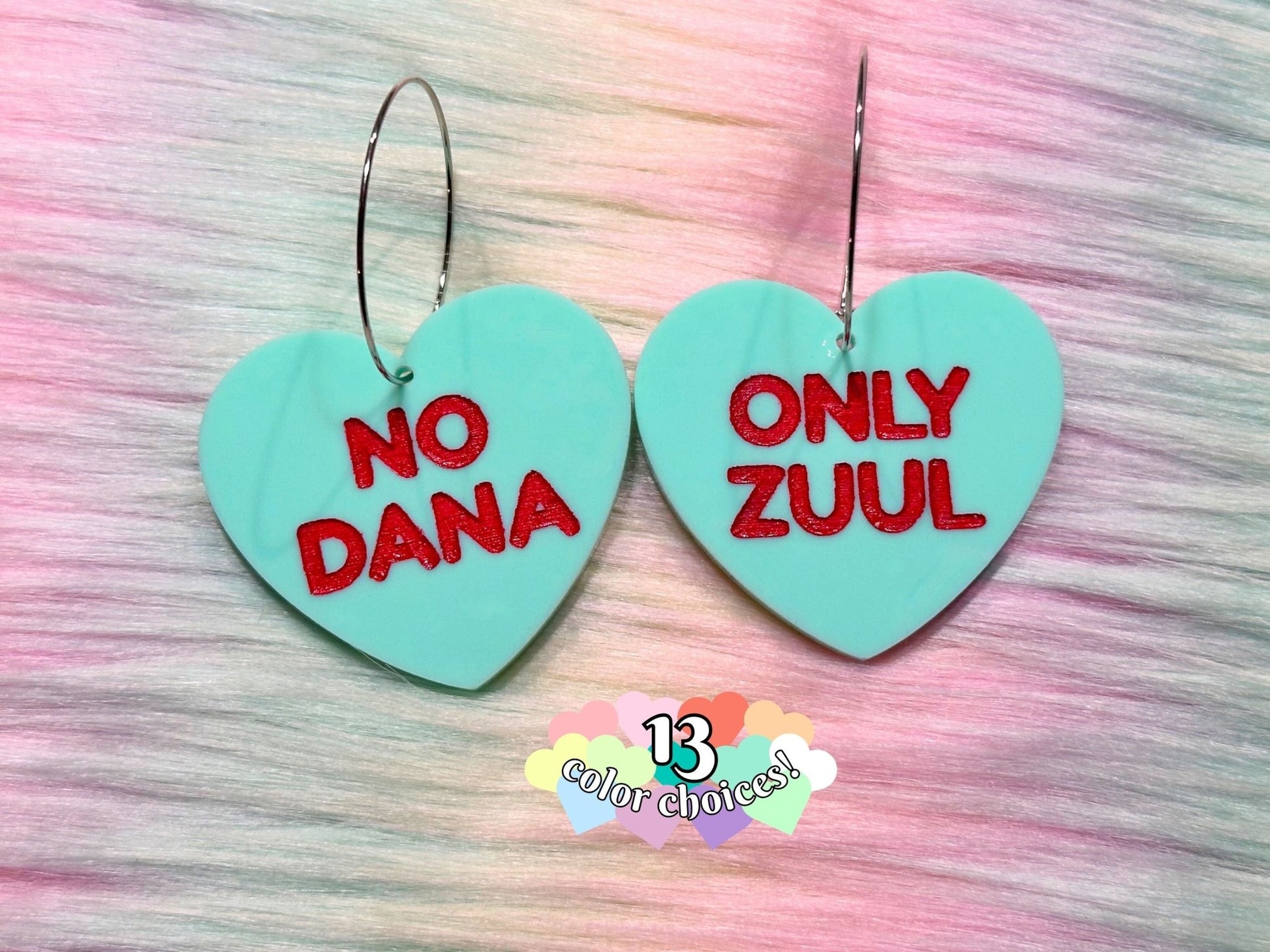 Nerdy Heart Earrings - "No Dana, Only Zuul" - Painted Raina