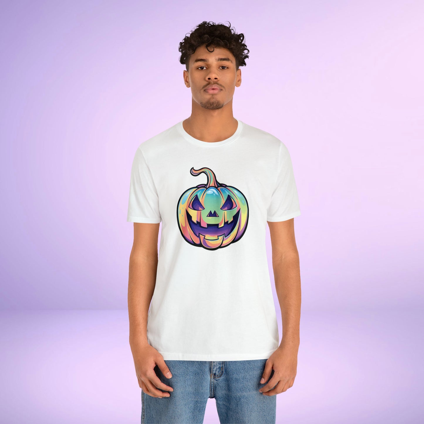Pastel Cat-o-Lantern Unisex Jersey Short Sleeve Tee - Driftless Enchantments