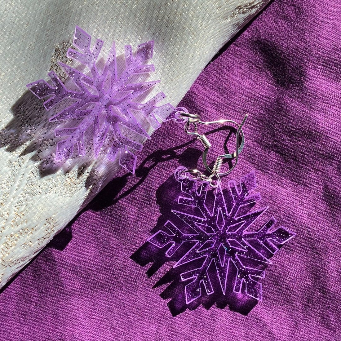 Pastel Glitter Snowflake Earrings - Driftless Enchantments