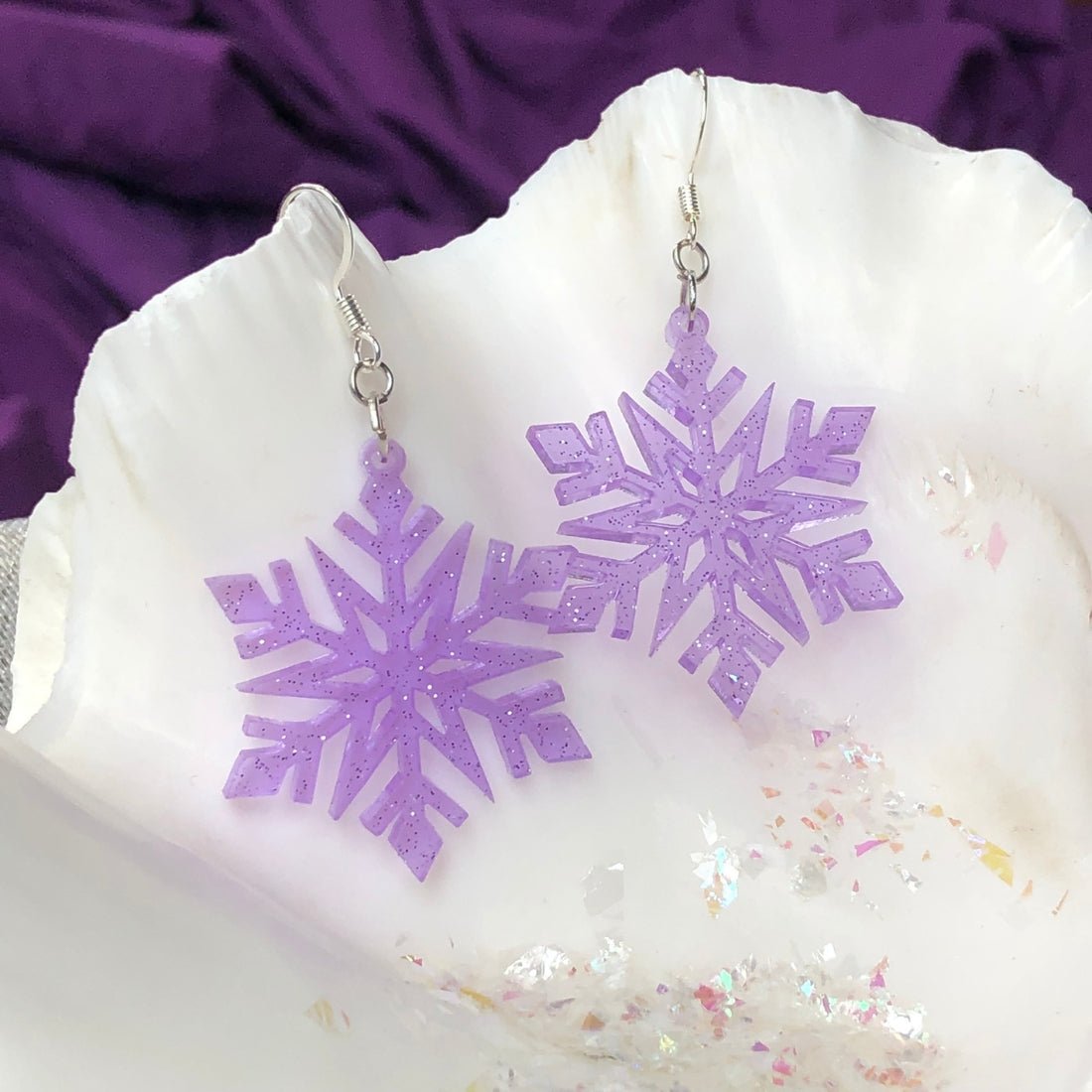 Pastel Glitter Snowflake Earrings - Driftless Enchantments