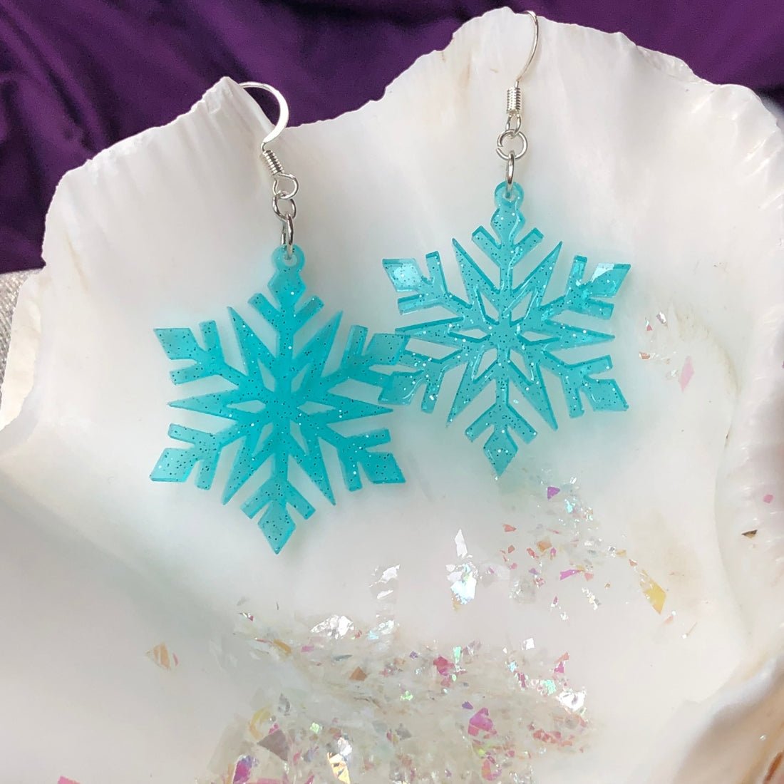 Pastel Glitter Snowflake Earrings - Driftless Enchantments