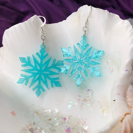 Pastel Glitter Snowflake Earrings - Driftless Enchantments
