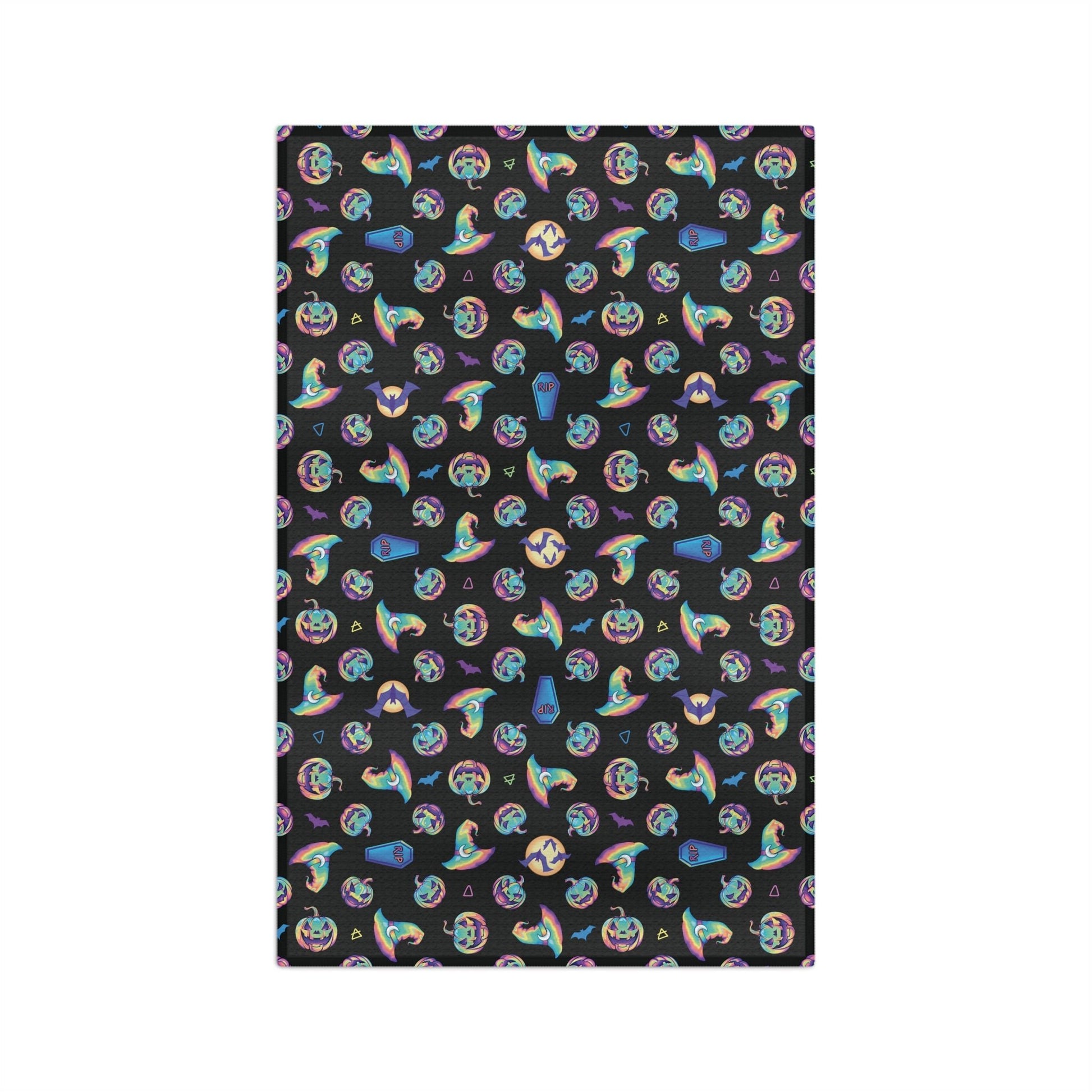 Pastel Halloween Pattern Soft Tea Towel - Driftless Enchantments