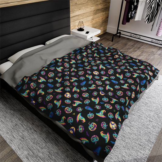 Pastel Halloween Velveteen Plush Blanket - Driftless Enchantments