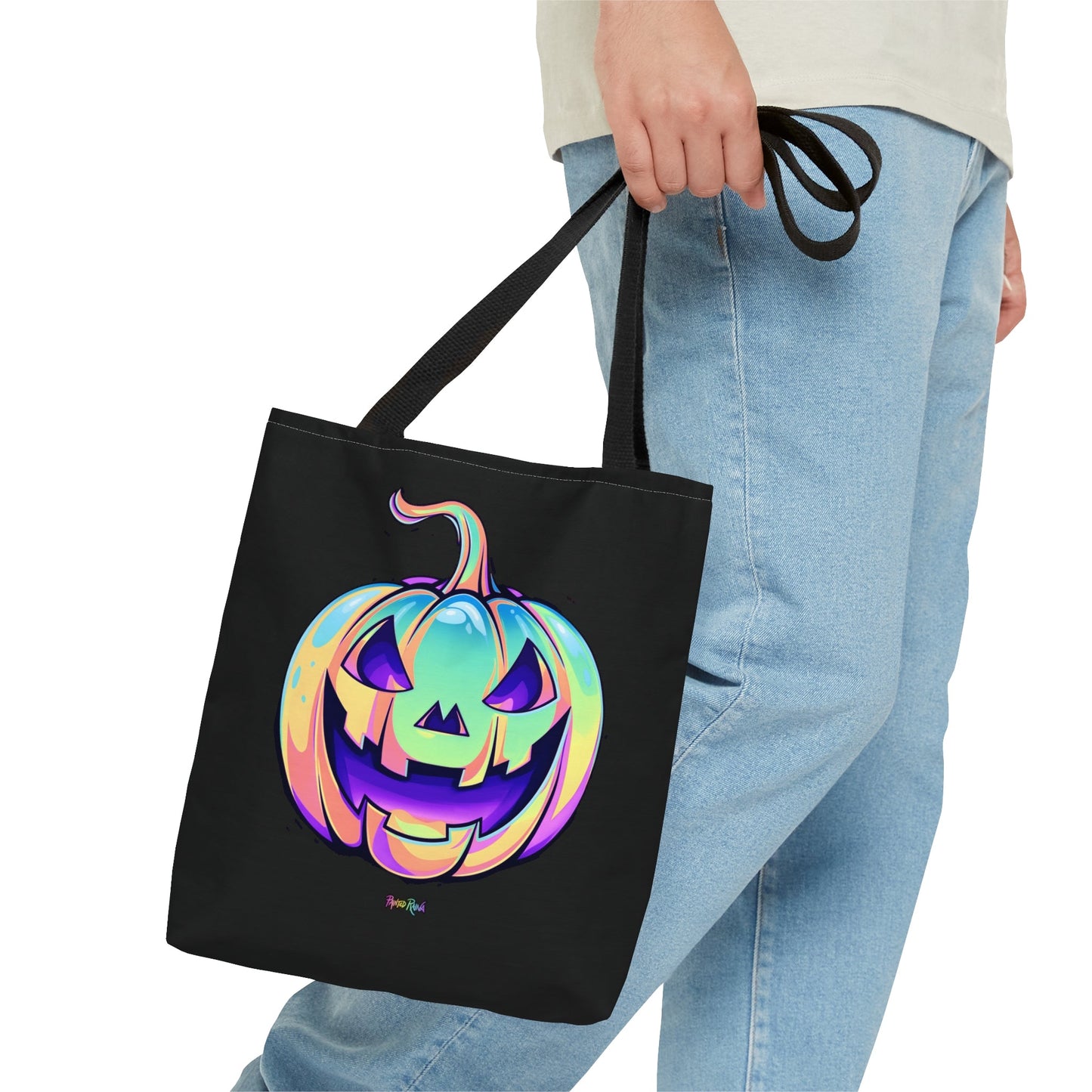 Pastel Jack-o'-Lantern Tote Bag - "Black Cat" - Driftless Enchantments
