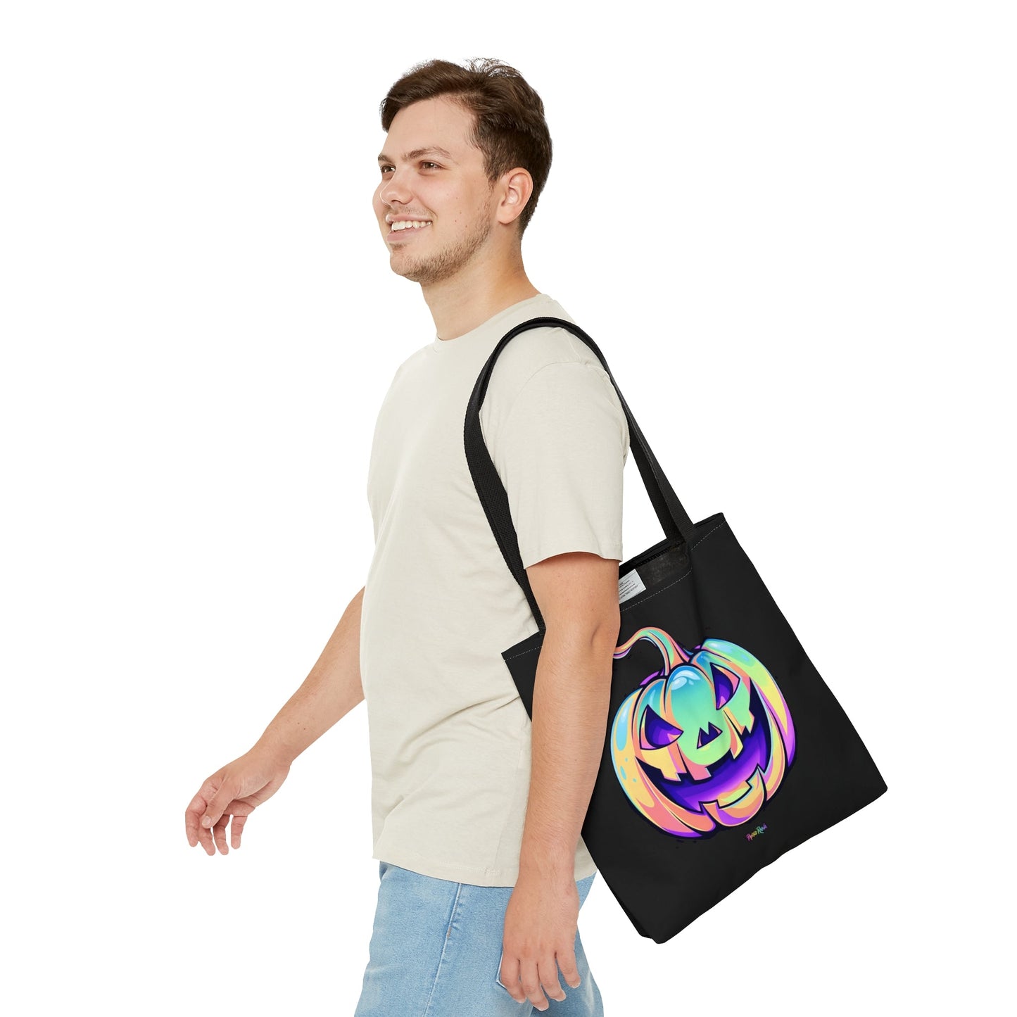 Pastel Jack-o'-Lantern Tote Bag - "Black Cat" - Driftless Enchantments
