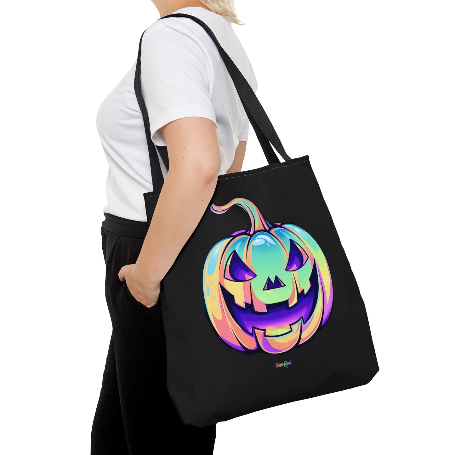 Pastel Jack-o'-Lantern Tote Bag - "Black Cat" - Driftless Enchantments