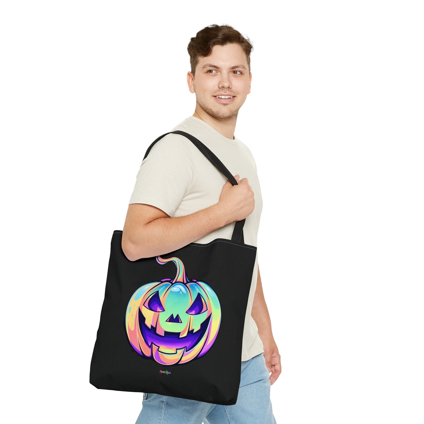 Pastel Jack-o'-Lantern Tote Bag - "Black Cat" - Driftless Enchantments