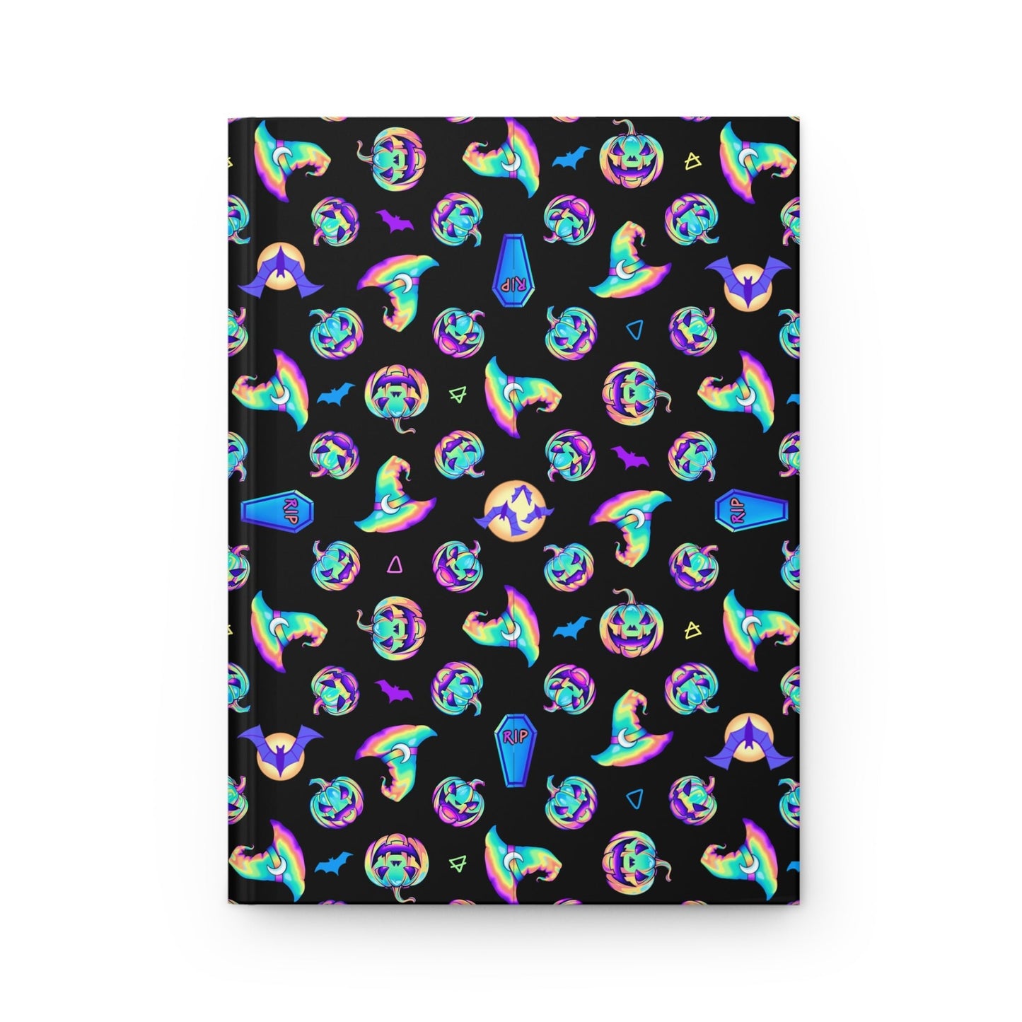 Pastel Rainbow Halloween Pattern Hardcover Journal - Driftless Enchantments