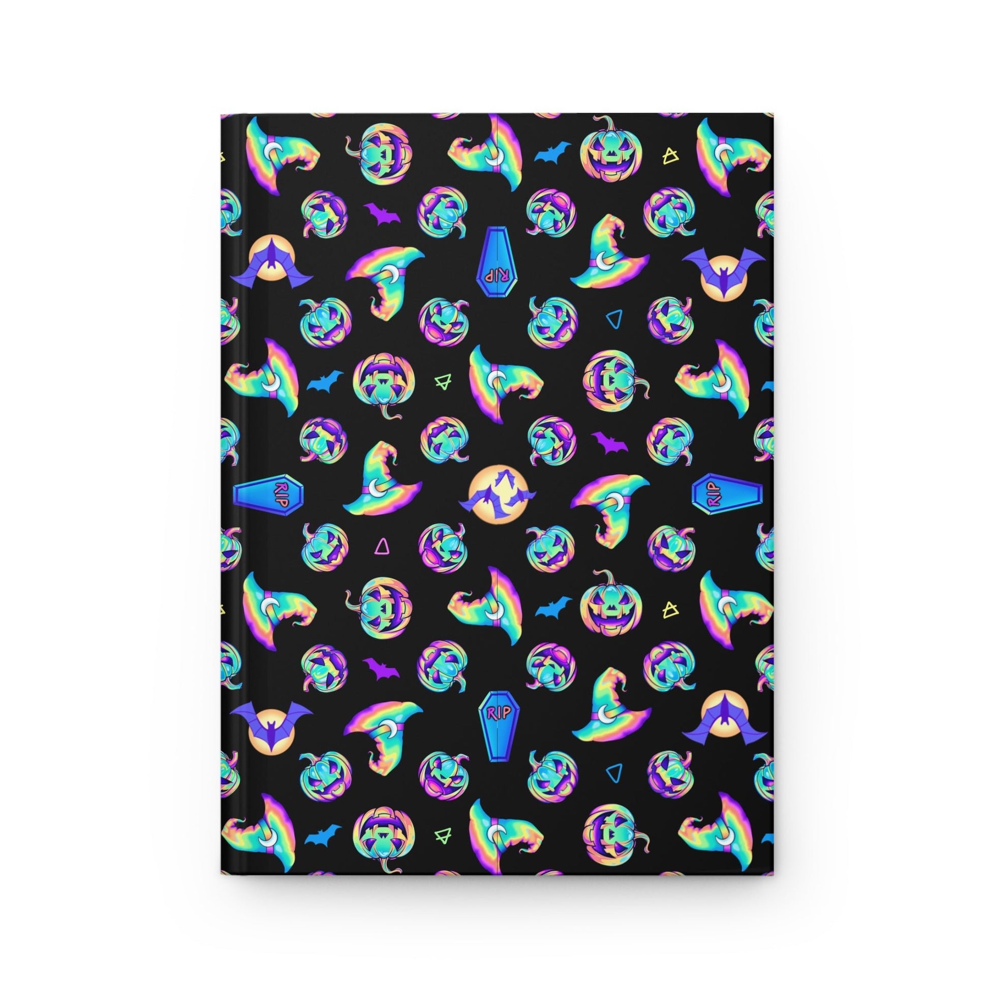 Pastel Rainbow Halloween Pattern Hardcover Journal - Driftless Enchantments