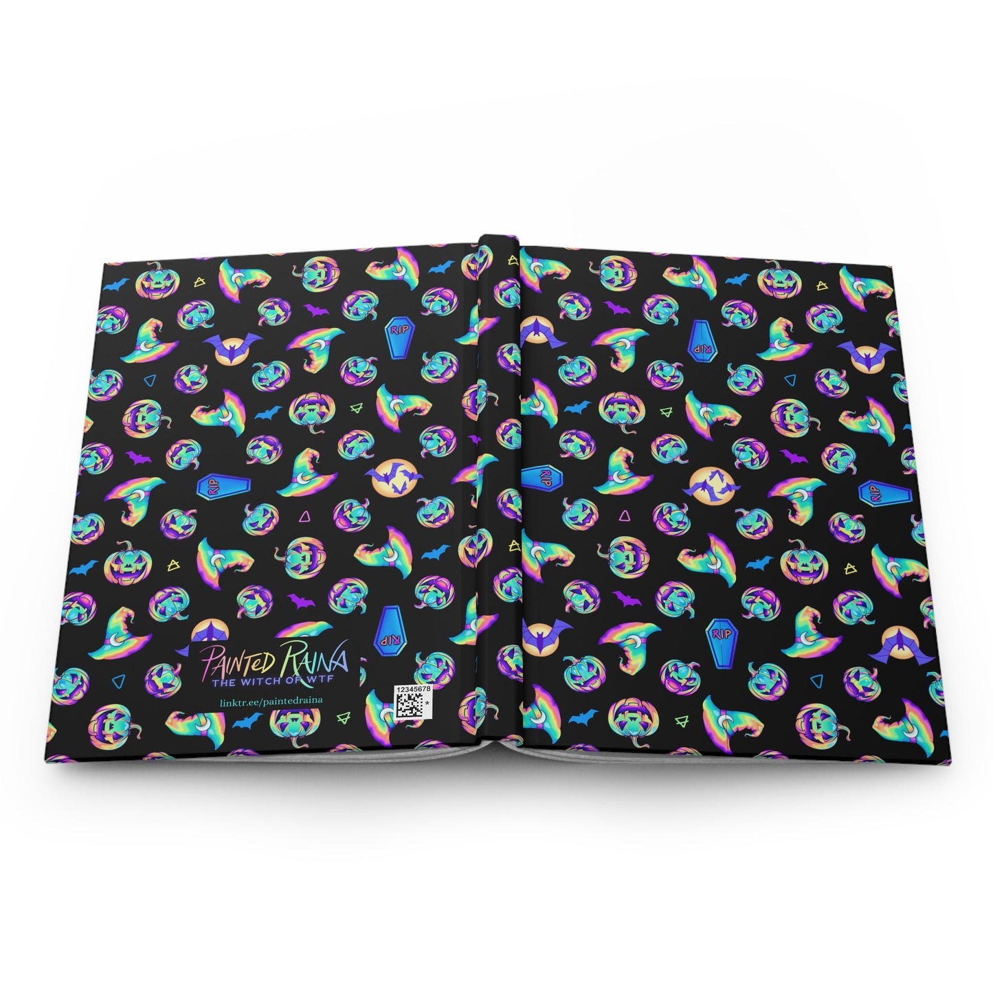 Pastel Rainbow Halloween Pattern Hardcover Journal - Driftless Enchantments