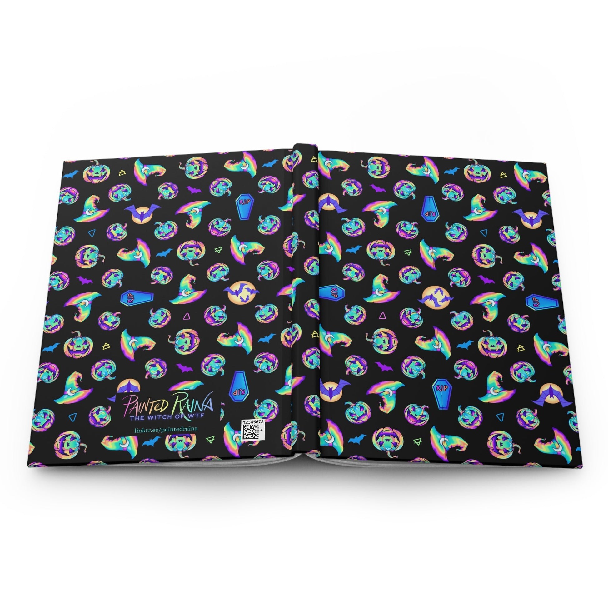 Pastel Rainbow Halloween Pattern Hardcover Journal - Driftless Enchantments