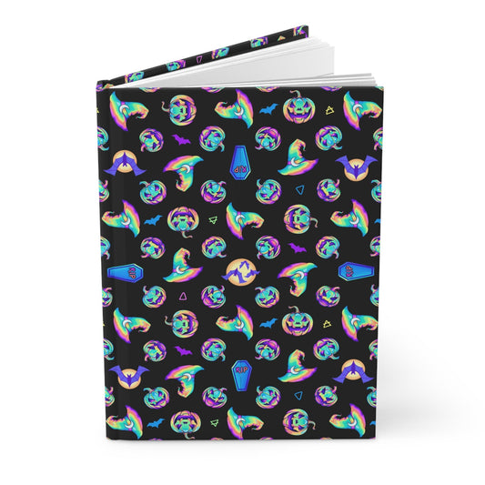 Pastel Rainbow Halloween Pattern Hardcover Journal - Driftless Enchantments