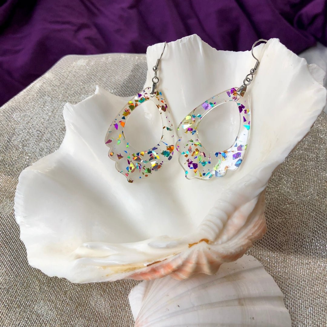 Rainbow Confetti Lacey Teardrop Earrings - Driftless Enchantments