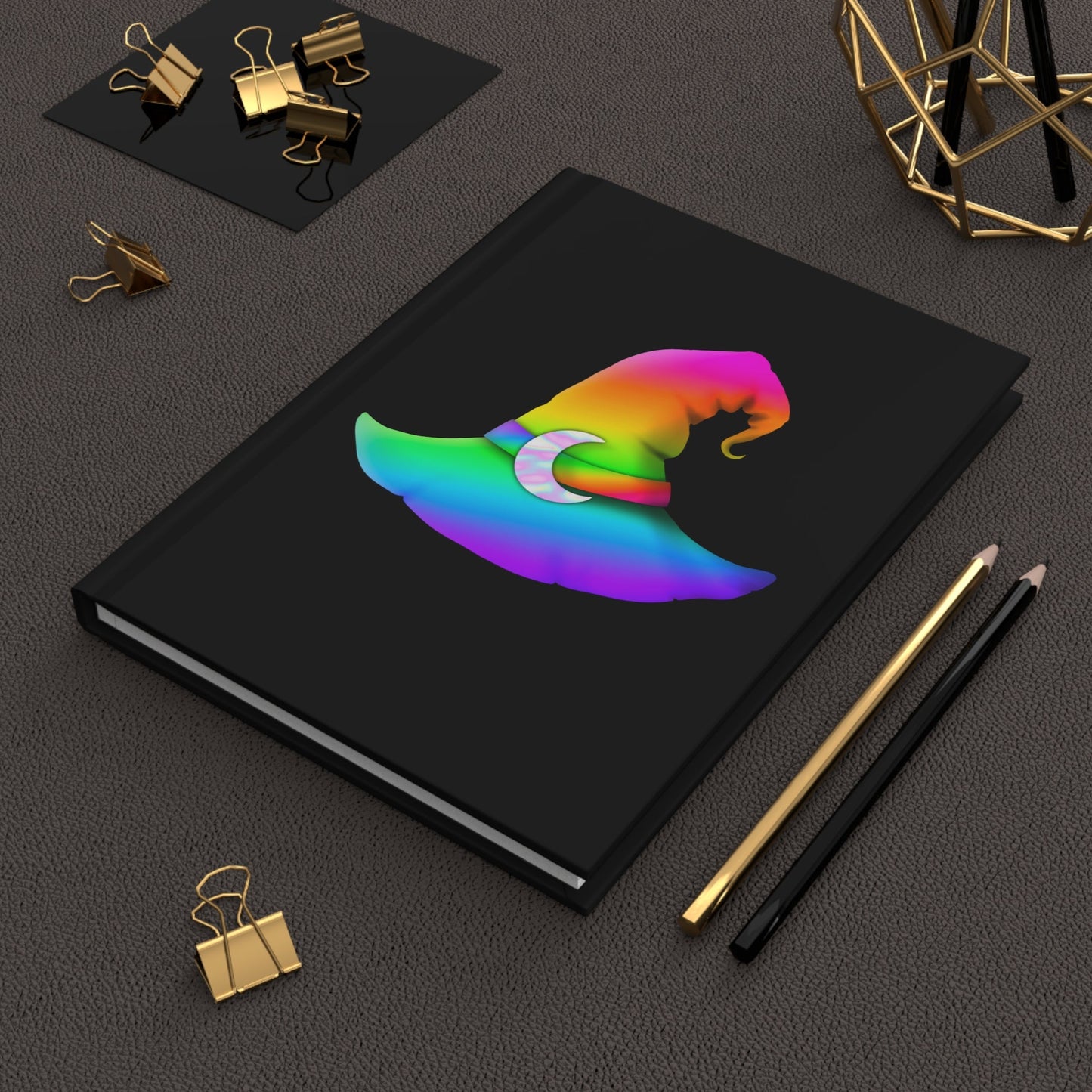 Rainbow Witch Hat Hardcover Journal - Driftless Enchantments