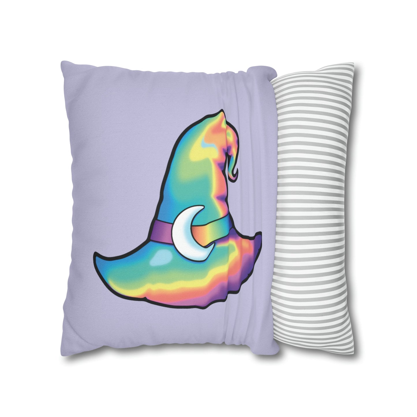 Rainbow Witch Hat Reversible Square Pillow Case - Violet - Painted Raina