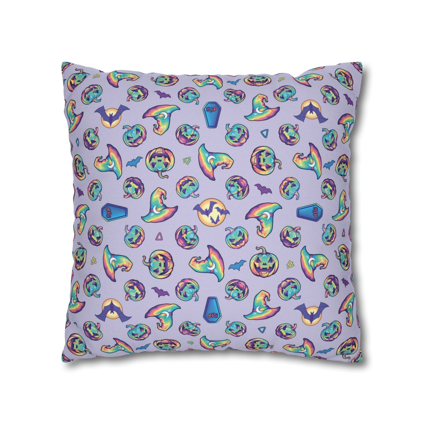 Rainbow Witch Hat Reversible Square Pillow Case - Violet - Painted Raina