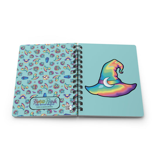 Rainbow Witch Hat Spiral Bound Journal - Aqua - Painted Raina