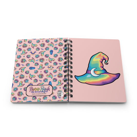 Rainbow Witch Hat Spiral Bound Journal - Coral - Painted Raina
