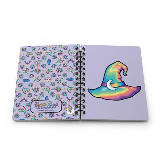 Rainbow Witch Hat Spiral Bound Journal - Violet - Painted Raina