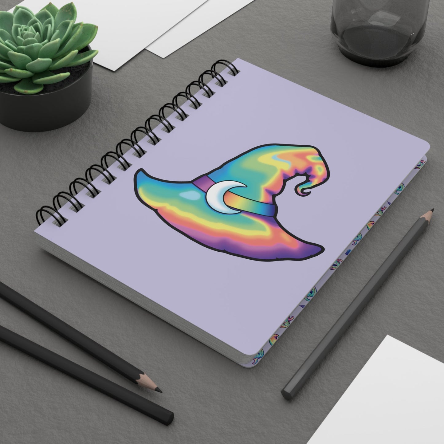 Rainbow Witch Hat Spiral Bound Journal - Violet - Painted Raina
