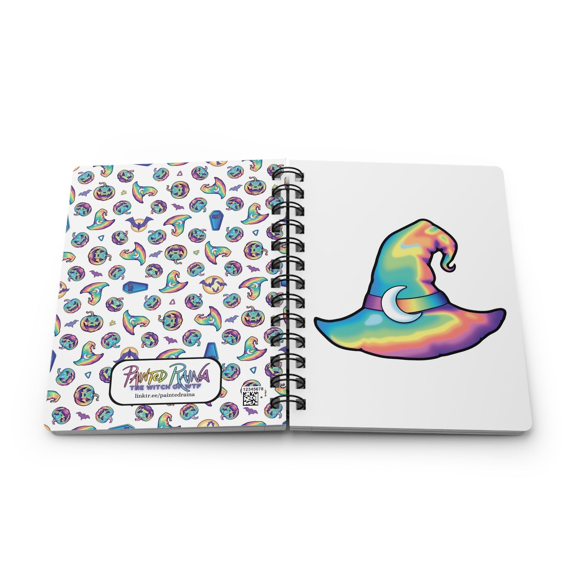 Rainbow Witch Hat Spiral Bound Journal - White - Painted Raina