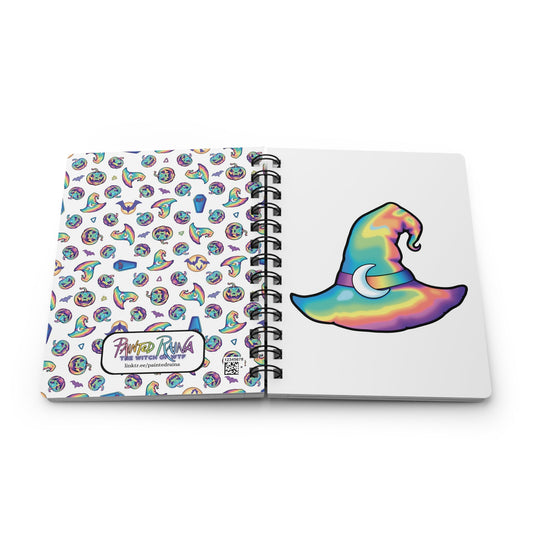 Rainbow Witch Hat Spiral Bound Journal - White - Painted Raina