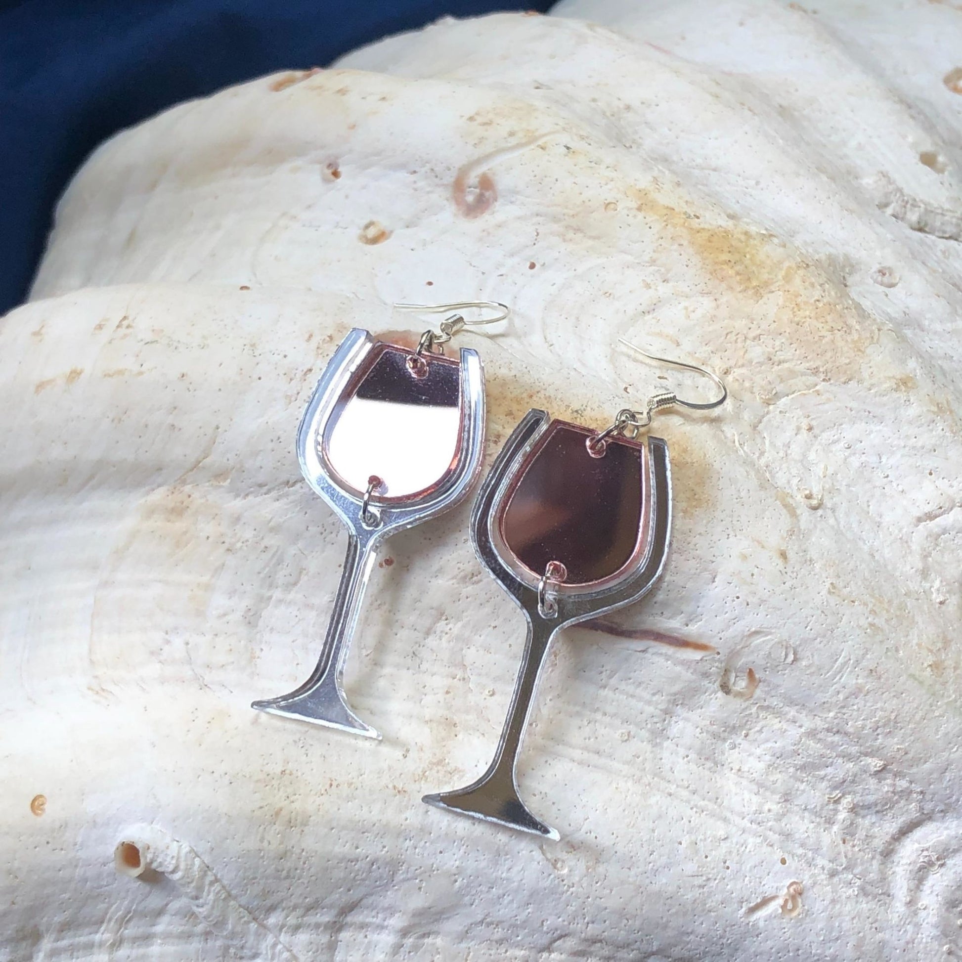 Rosé Wine Glass Earrings - Driftless Enchantments