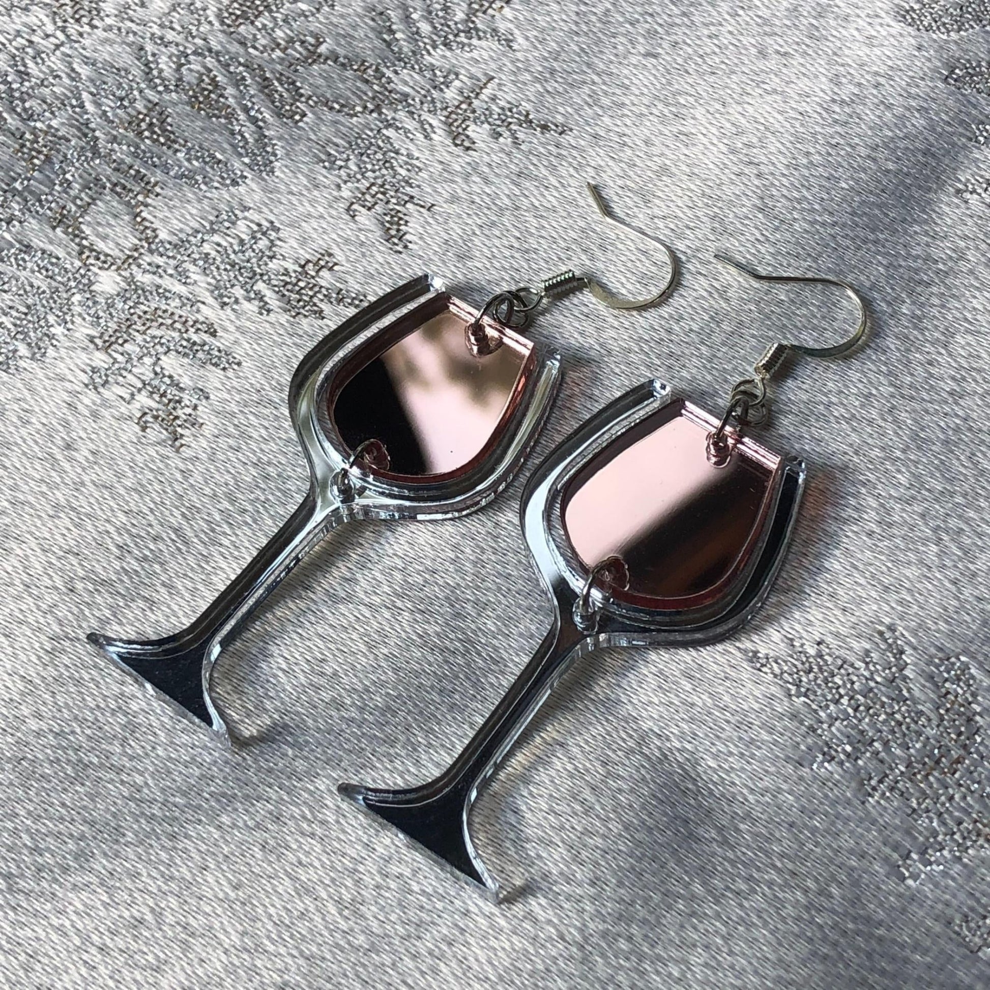 Rosé Wine Glass Earrings - Driftless Enchantments