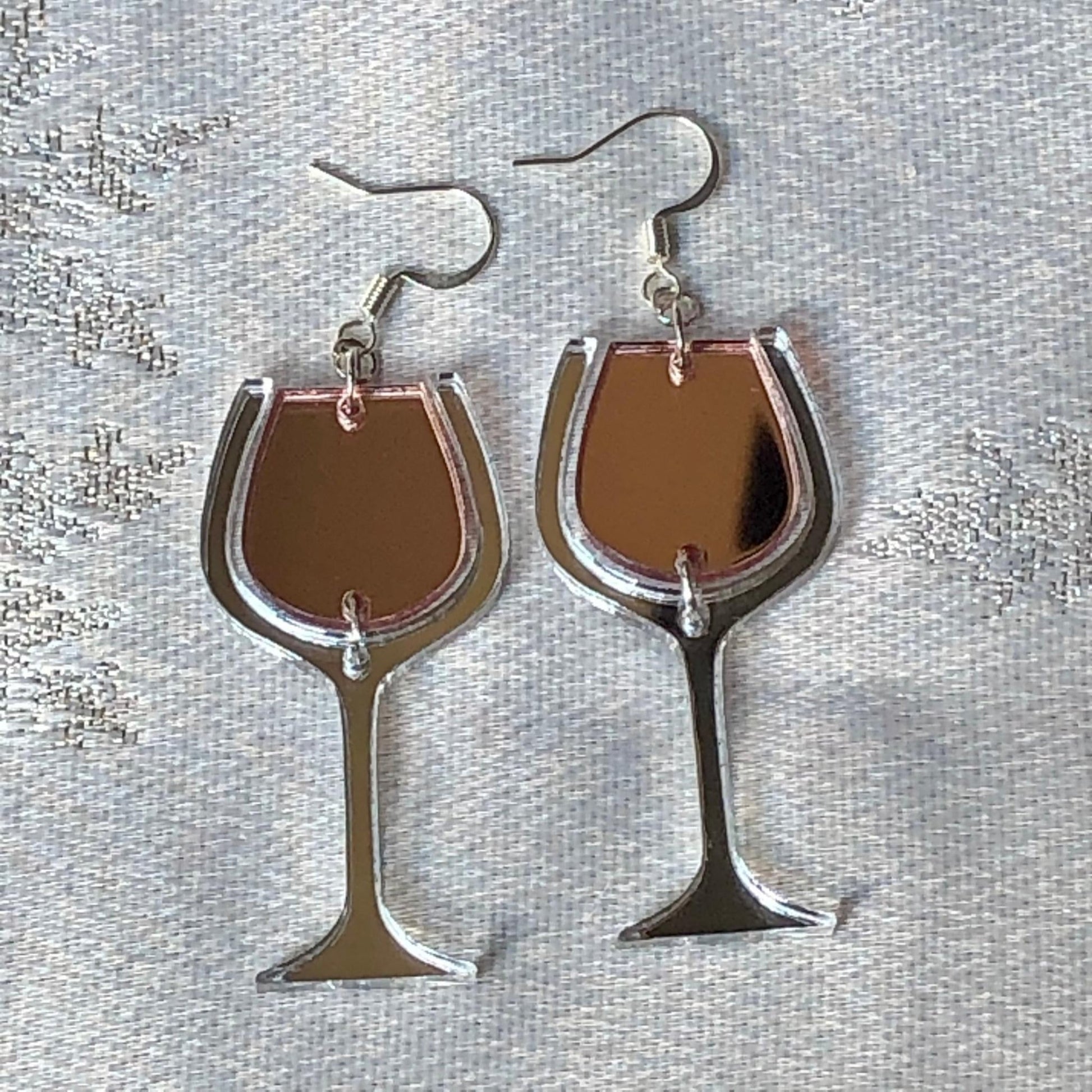 Rosé Wine Glass Earrings - Driftless Enchantments