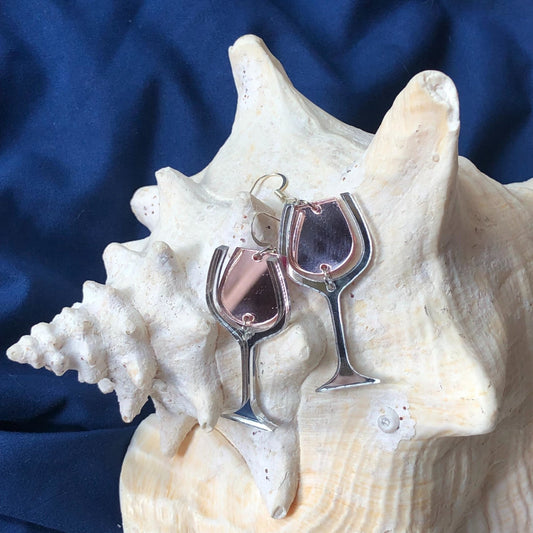 Rosé Wine Glass Earrings - Driftless Enchantments