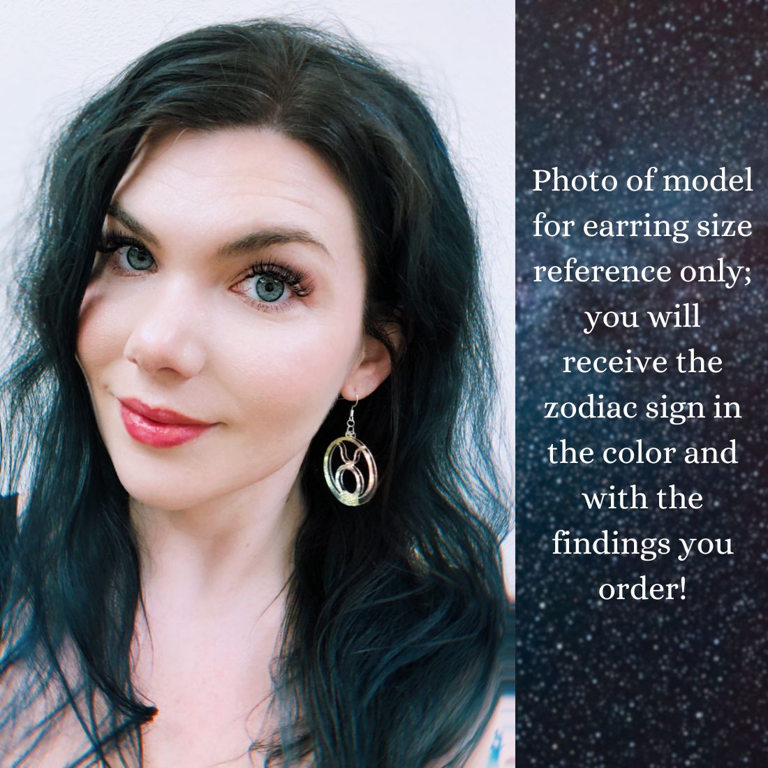 Sagittarius Zodiac Sign Earrings - Black Rainbow Holographic - Driftless Enchantments