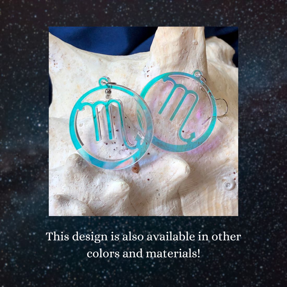 Scorpio Zodiac Sign Earrings - Black Rainbow Holographic - Driftless Enchantments