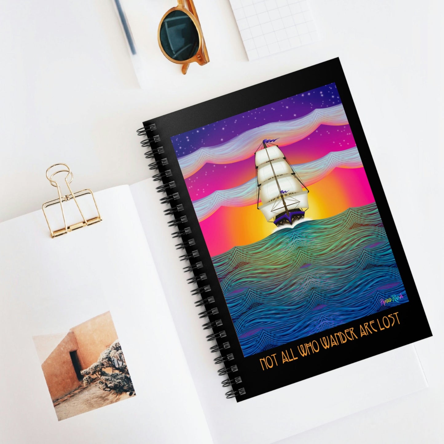 Ship at Sunset - Spiral Notebook - Driftless Enchantments