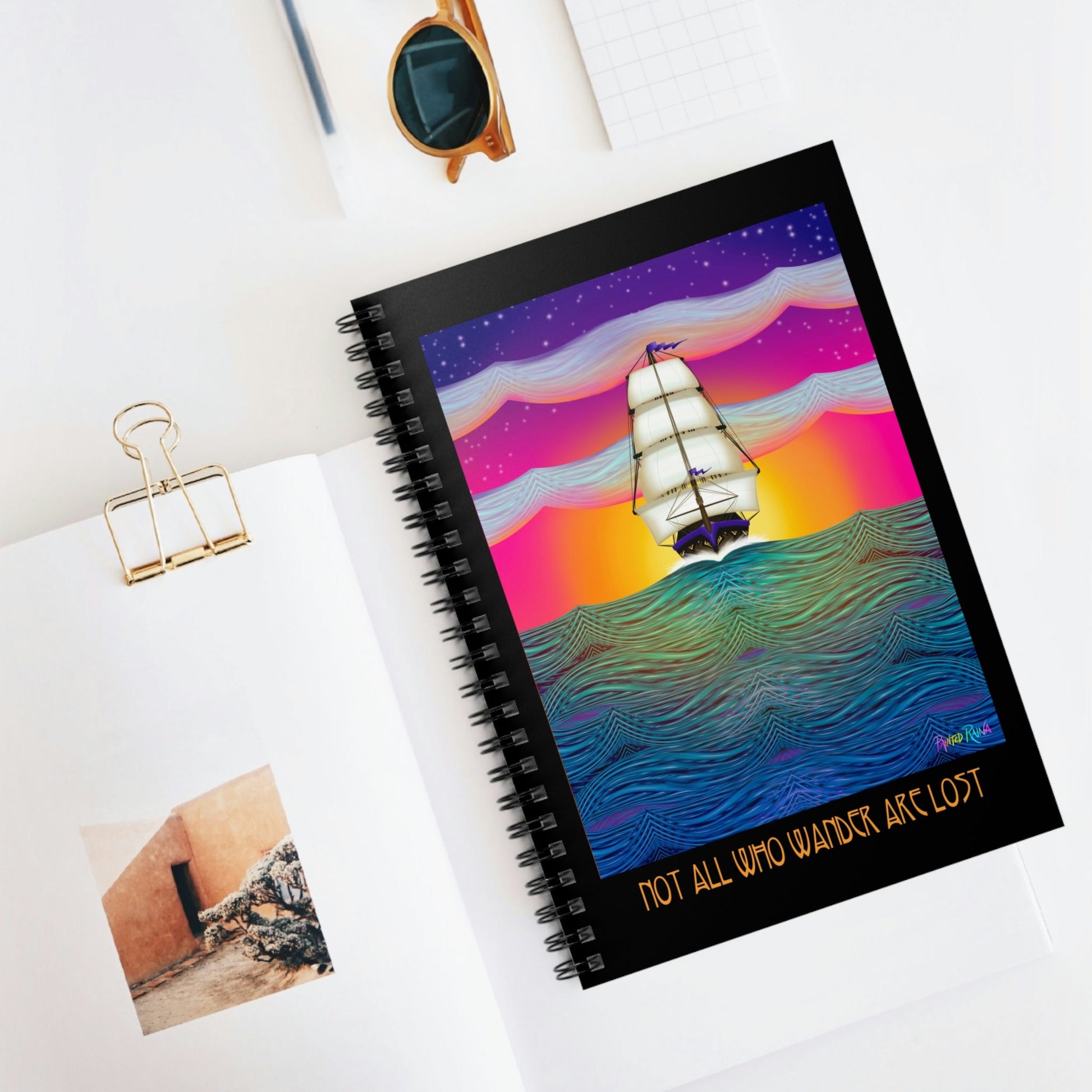 Ship at Sunset - Spiral Notebook - Driftless Enchantments