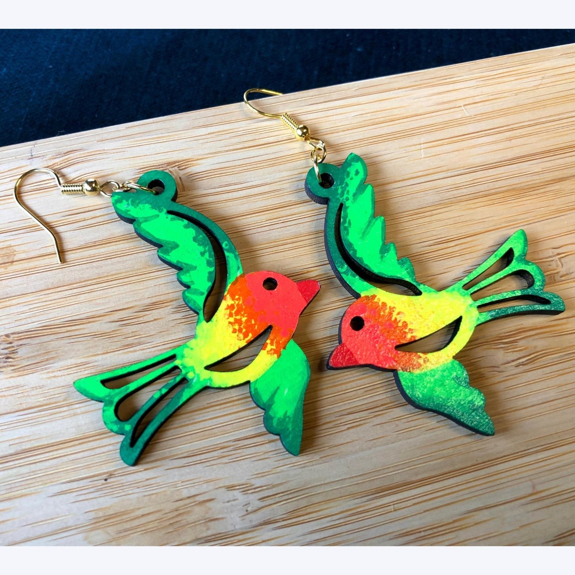 Skyrockets in Flight - Hand-Painted Wood Earrings - Driftless Enchantments