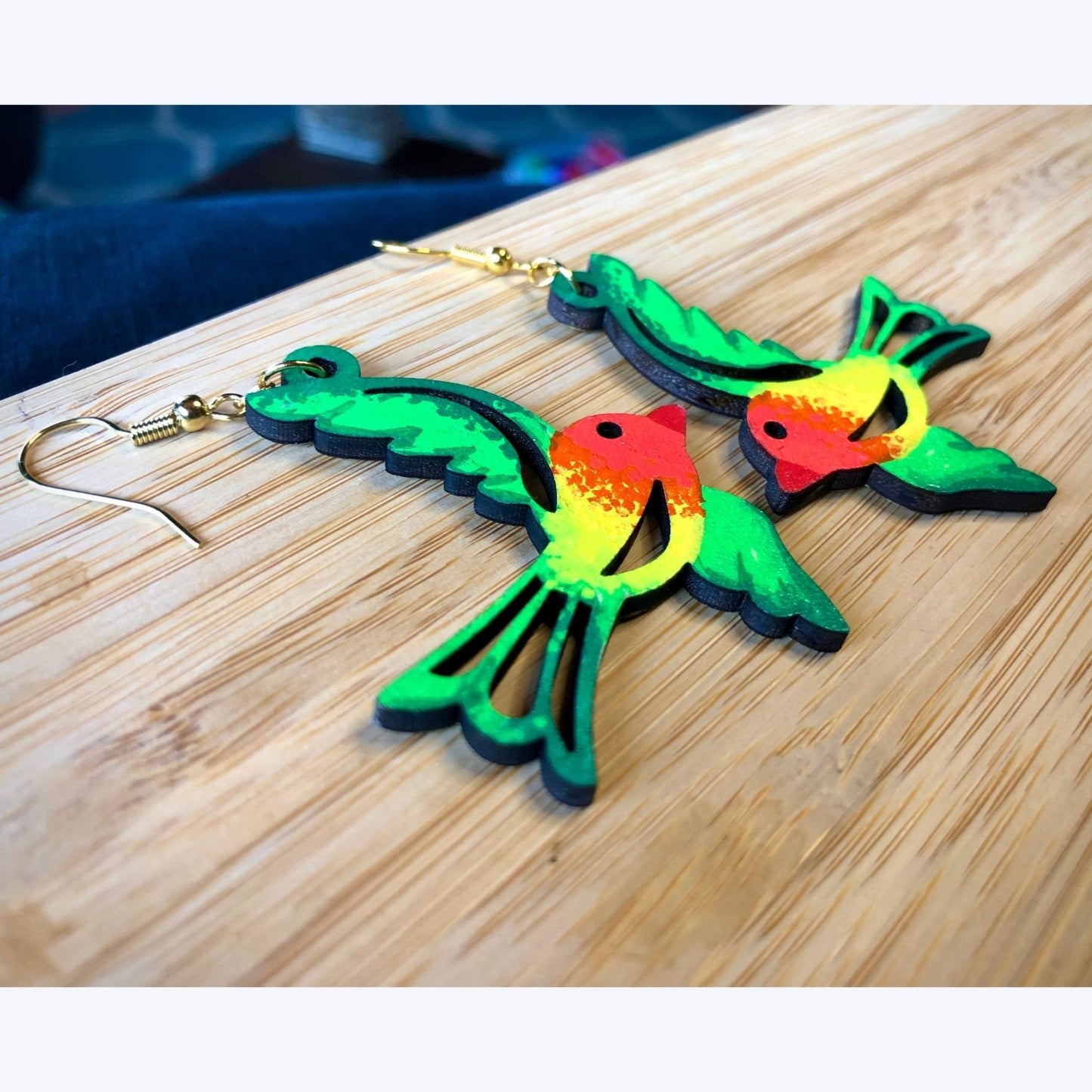 Skyrockets in Flight - Hand-Painted Wood Earrings - Driftless Enchantments