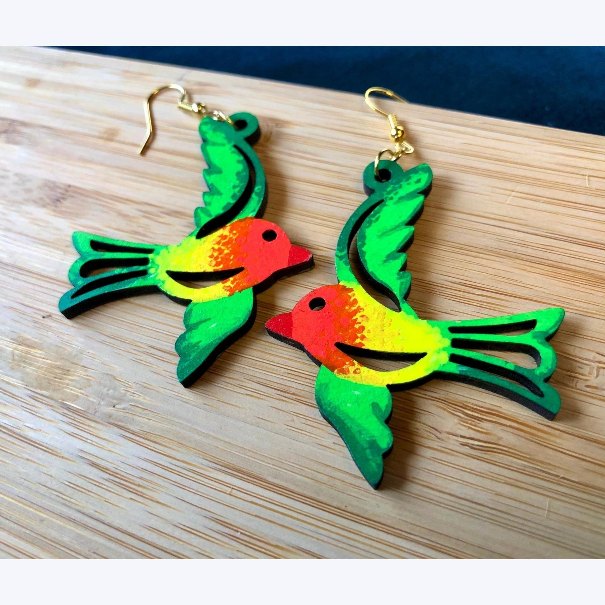Skyrockets in Flight - Hand-Painted Wood Earrings - Driftless Enchantments
