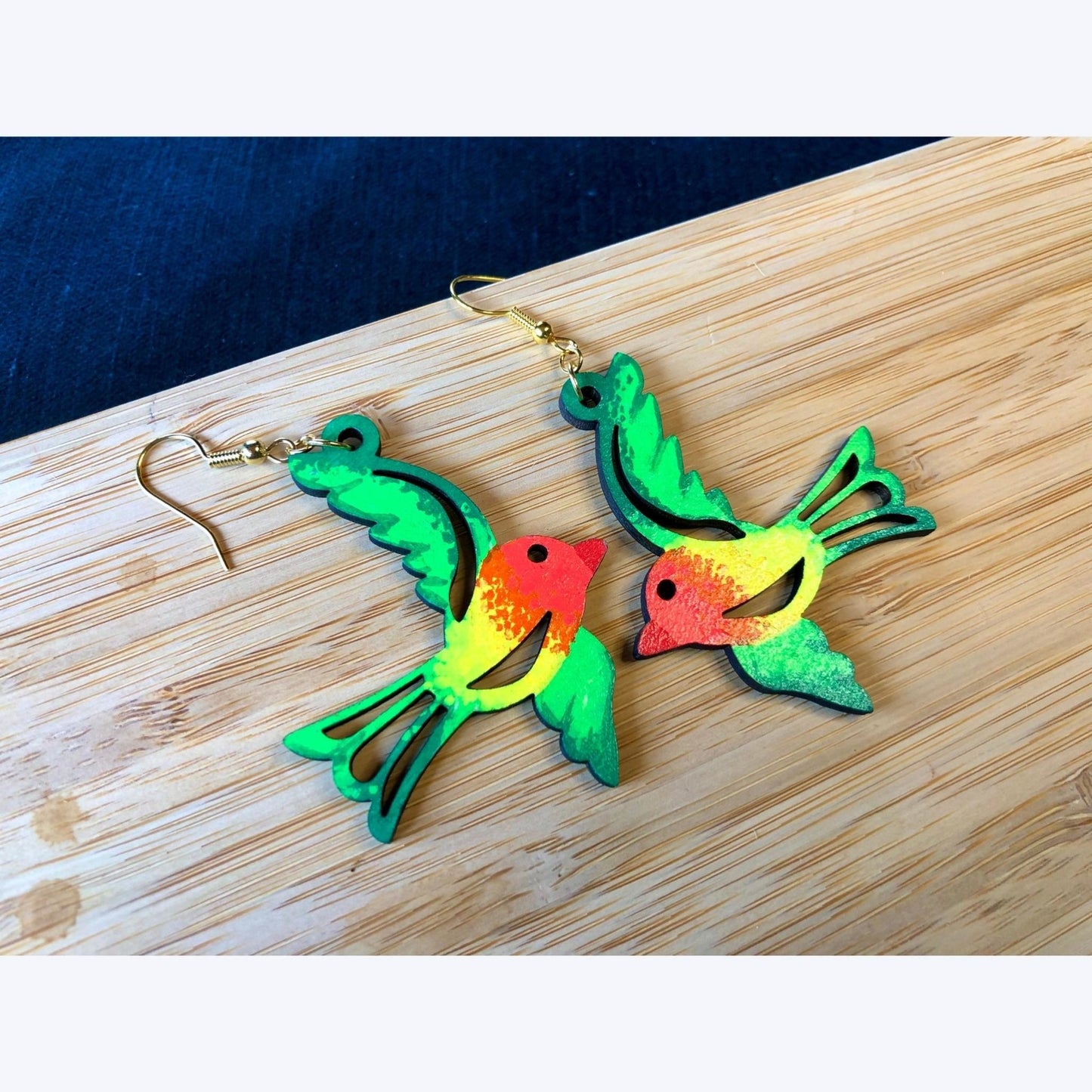 Skyrockets in Flight - Hand-Painted Wood Earrings - Driftless Enchantments