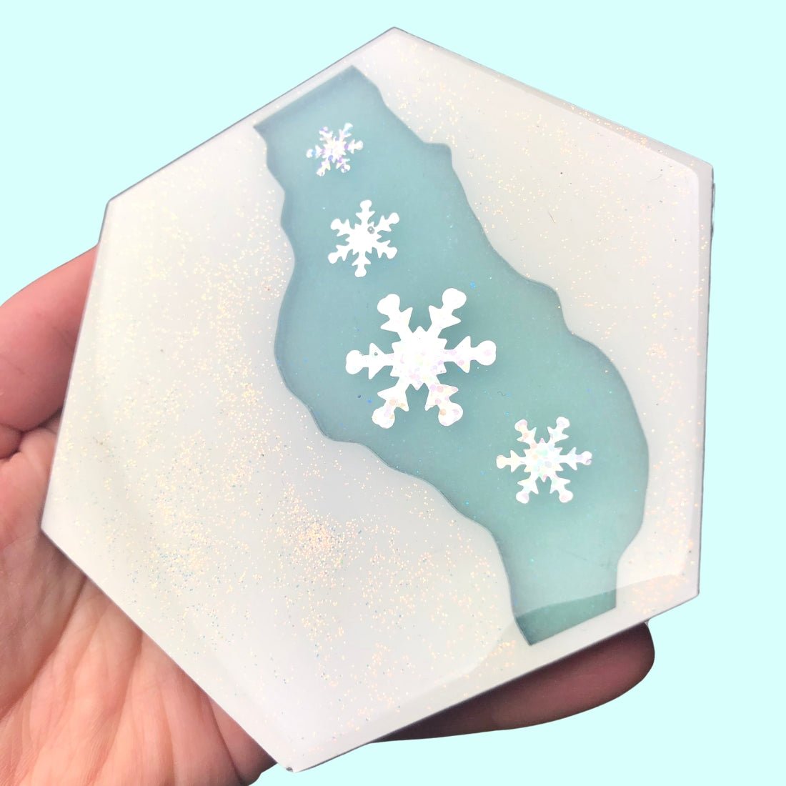 Sparkling Snow Wood & Resin Coasters - Driftless Enchantments