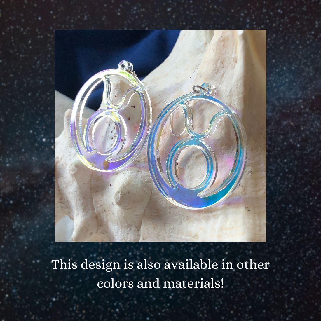 Taurus Zodiac Sign Earrings - Black Rainbow Holographic - Driftless Enchantments