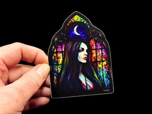 The Lady Awaits Premium Glossy Sticker - Driftless Enchantments